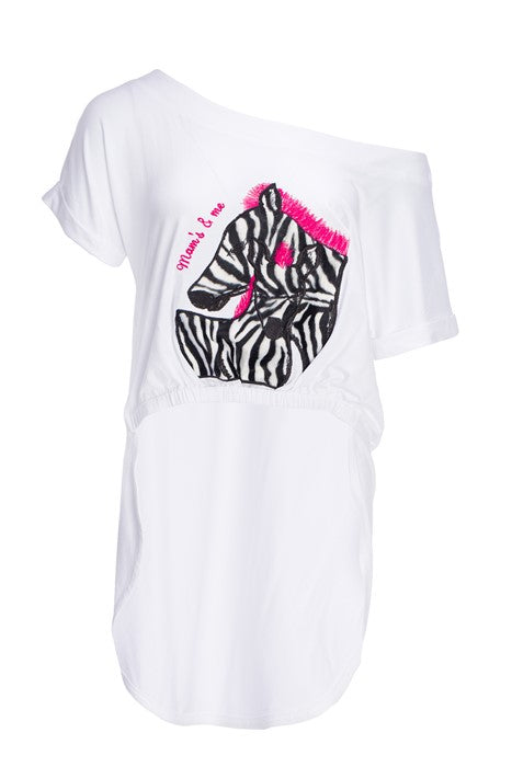 Cotton jersey blouse in white with short sleeves Cotton jersey blouse in white with short sleeves