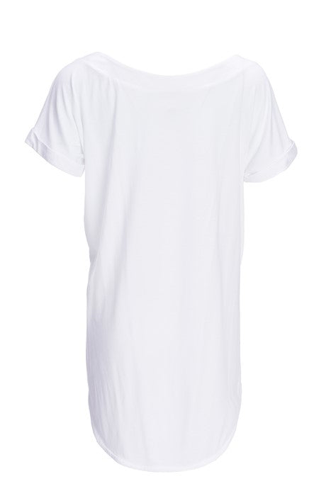 Cotton jersey blouse in white with short sleeves Cotton jersey blouse in white with short sleeves