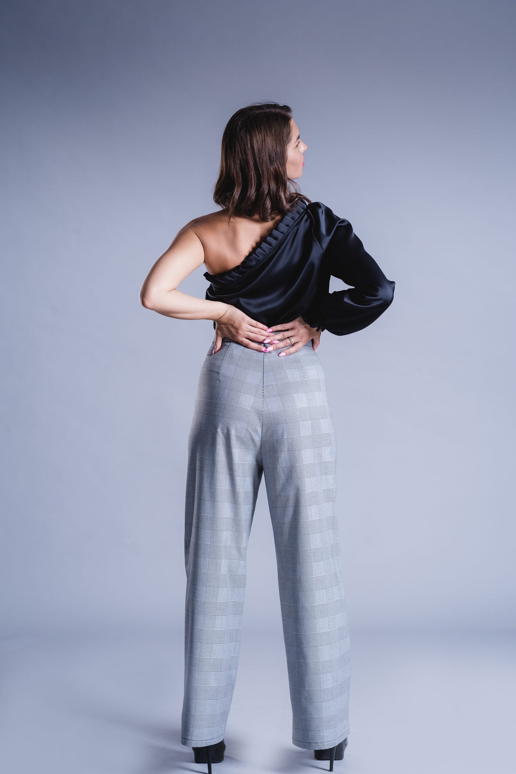Pleated Off Shoulder Satin Blouse Pleated Off Shoulder Satin Blouse