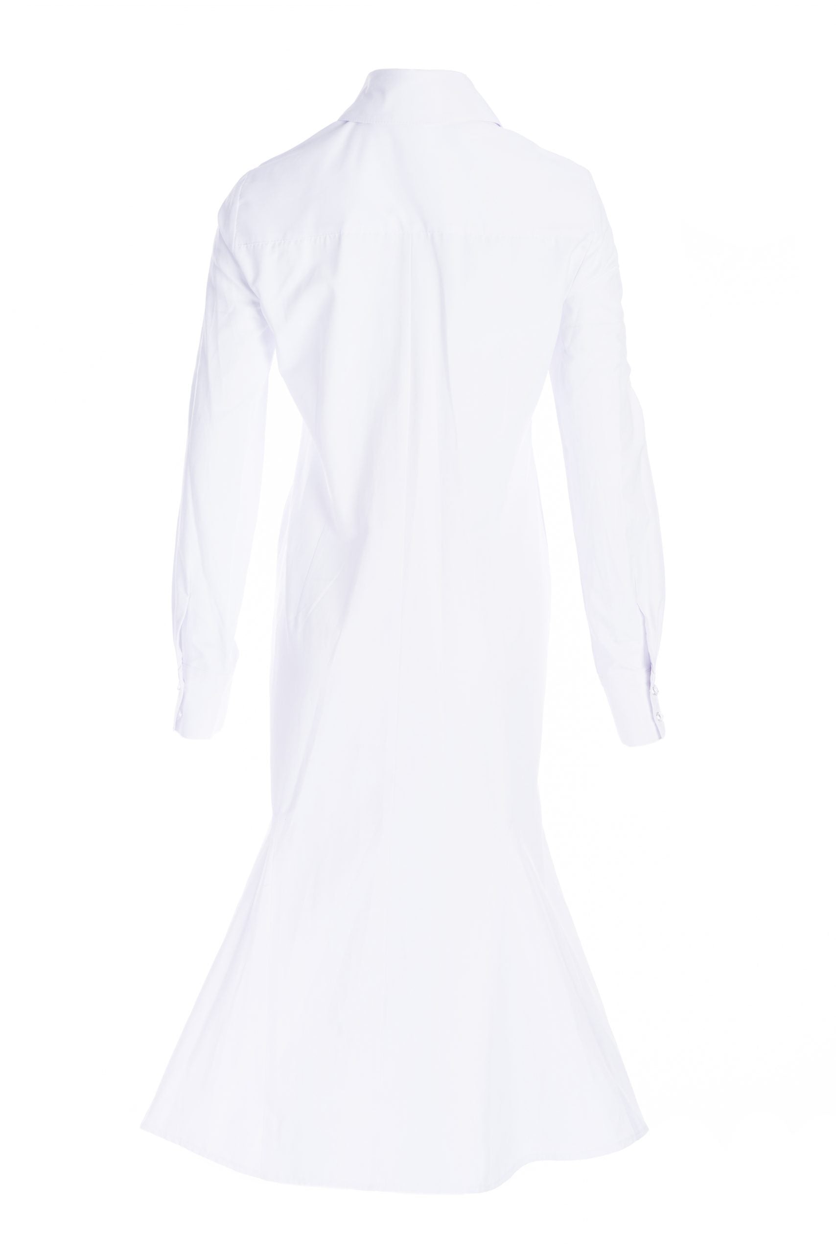 Shirt-dress mermaid from poplin in white with glass buttons Shirt-dress mermaid from poplin in white with glass buttons