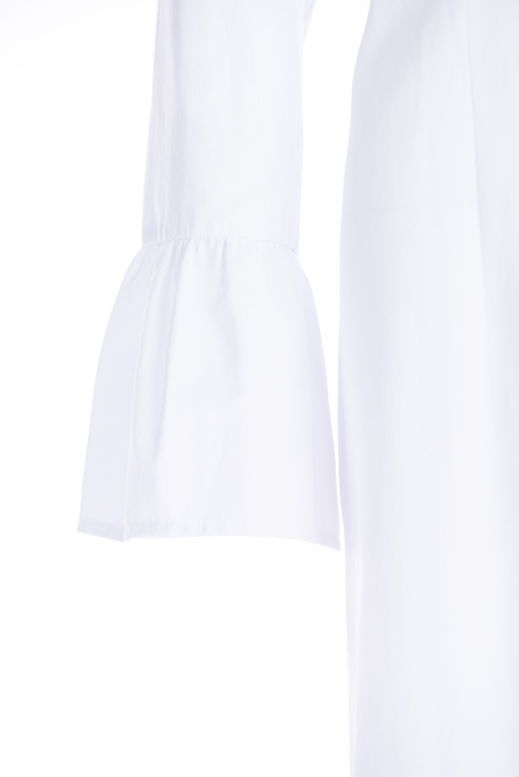 Shirt-dress in white poplin with retro ruffles Shirt-dress in white poplin with retro ruffles