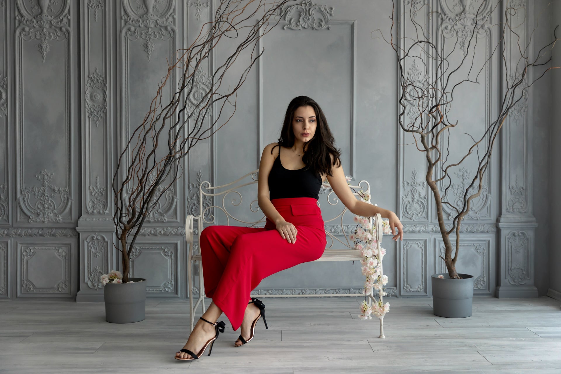 Wide-leg trousers in raspberry Wide-leg trousers in raspberry