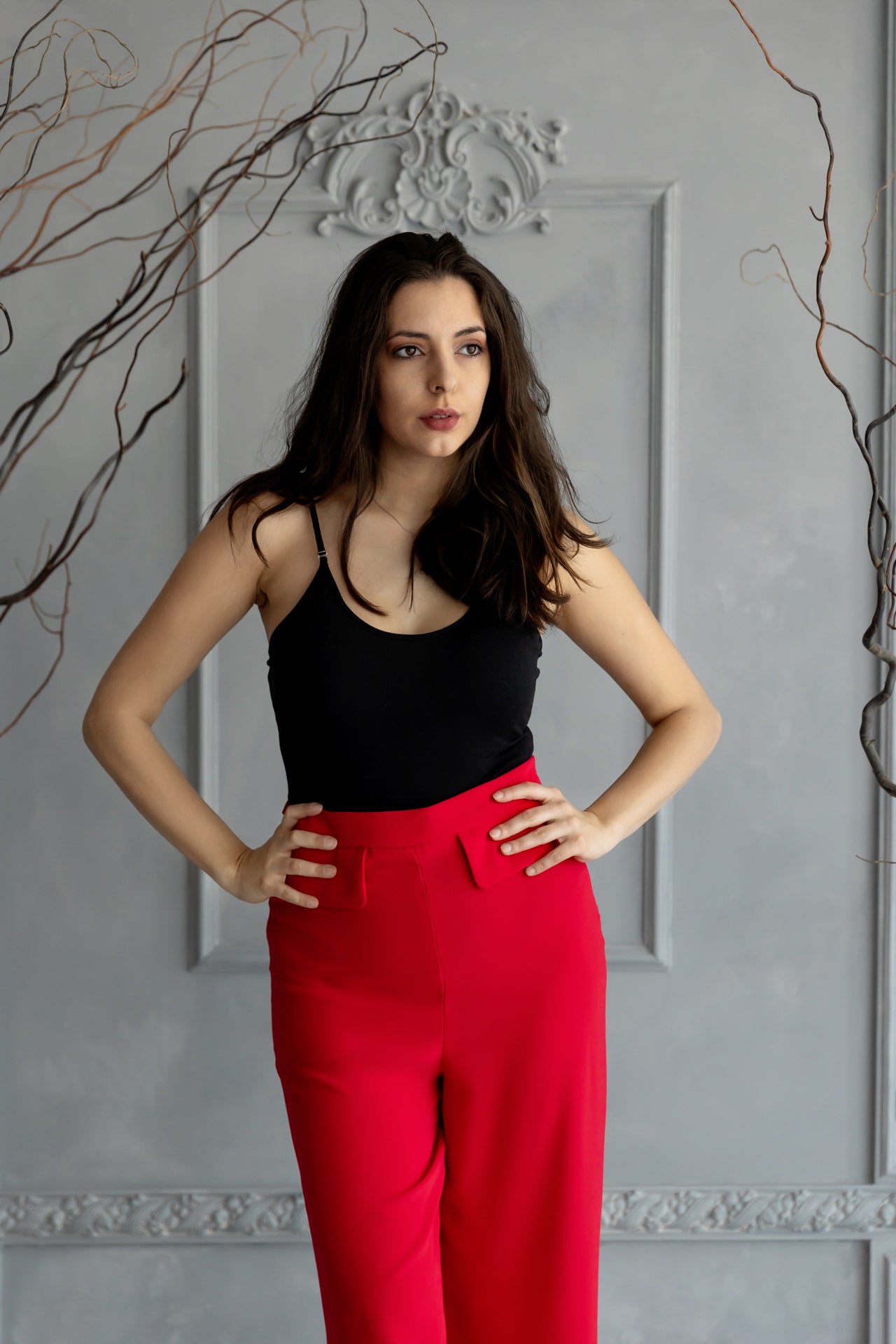 Wide-leg trousers in raspberry Wide-leg trousers in raspberry