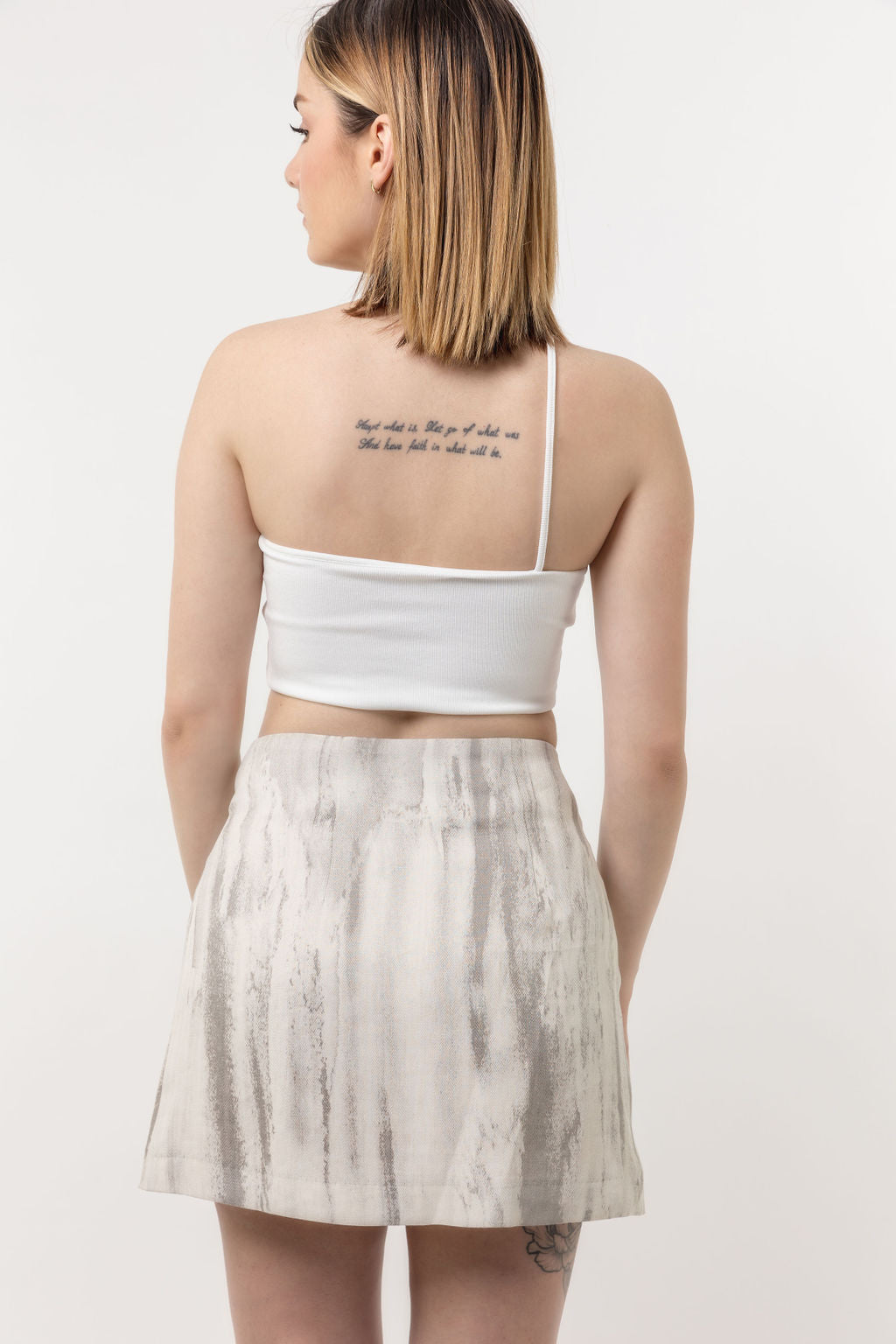 Trapeze line skirt in grey linen Trapeze line skirt in grey linen