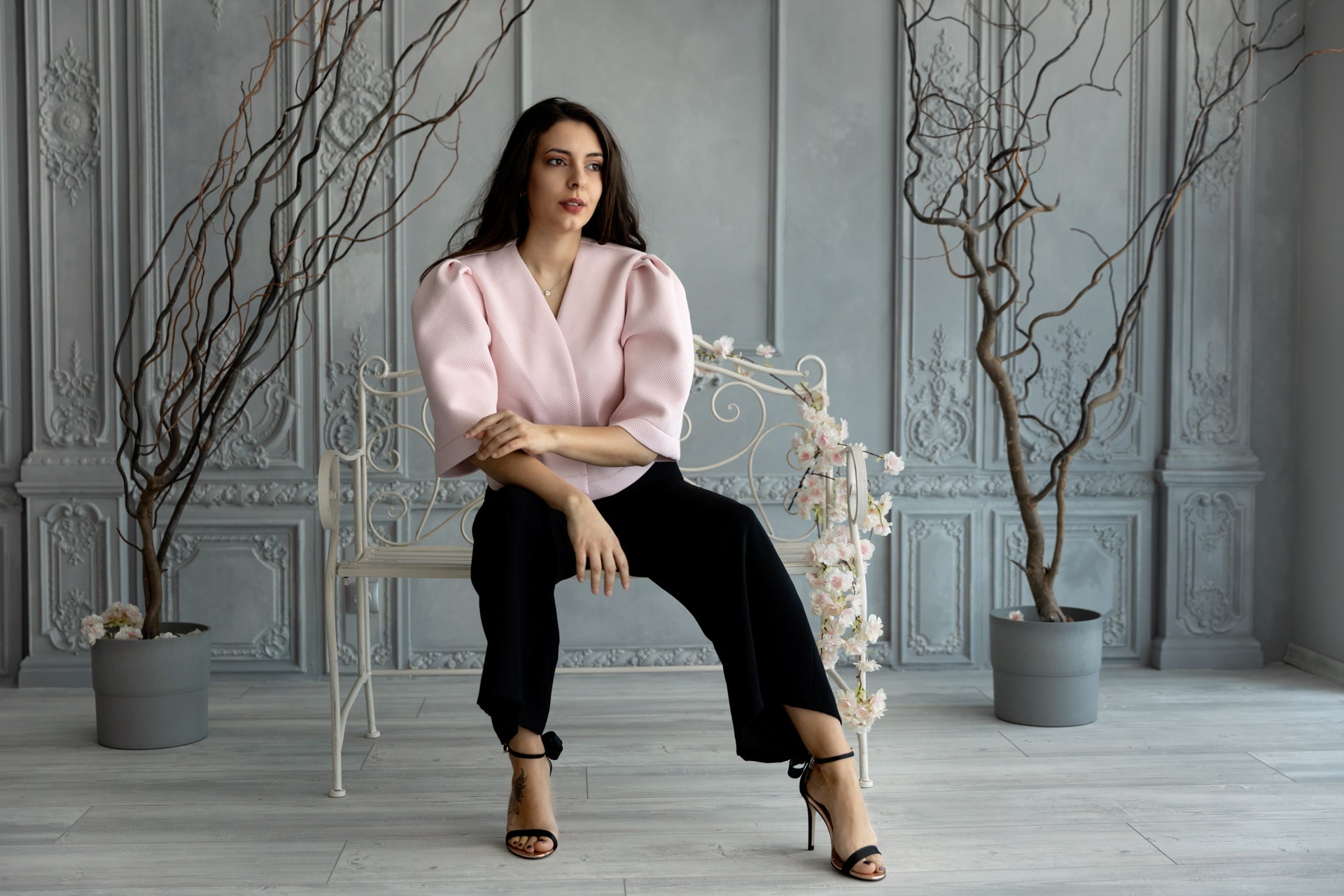 Wide-leg trousers in black Wide-leg trousers in black