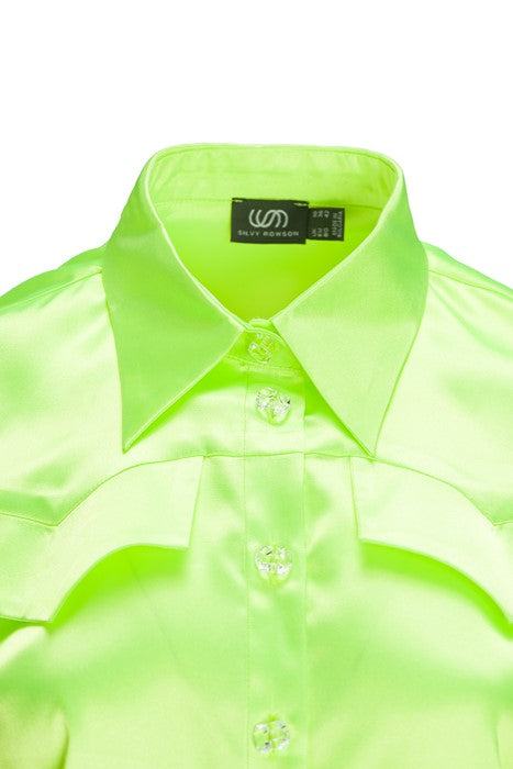 Camicia in raso in giallo segnale Camicia in raso in giallo segnale