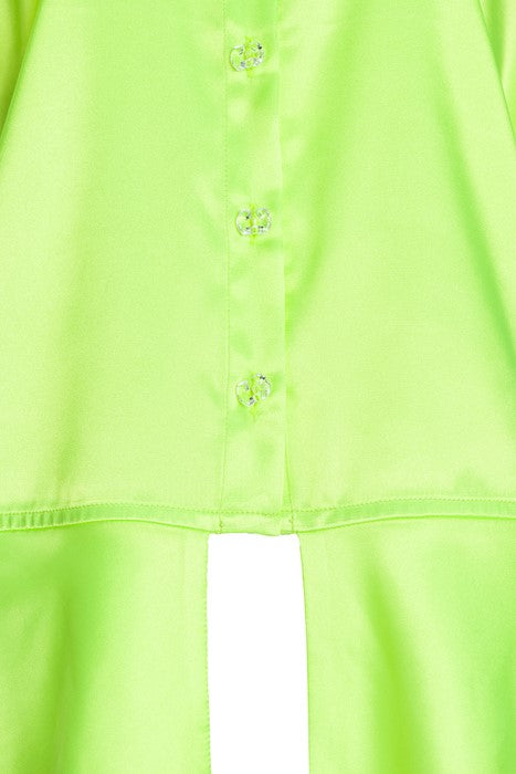 Camicia in raso in giallo segnale Camicia in raso in giallo segnale