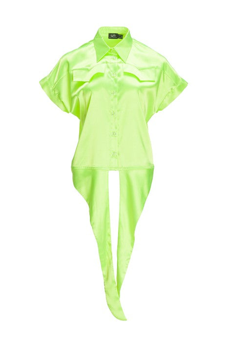 Camicia in raso in giallo segnale Camicia in raso in giallo segnale