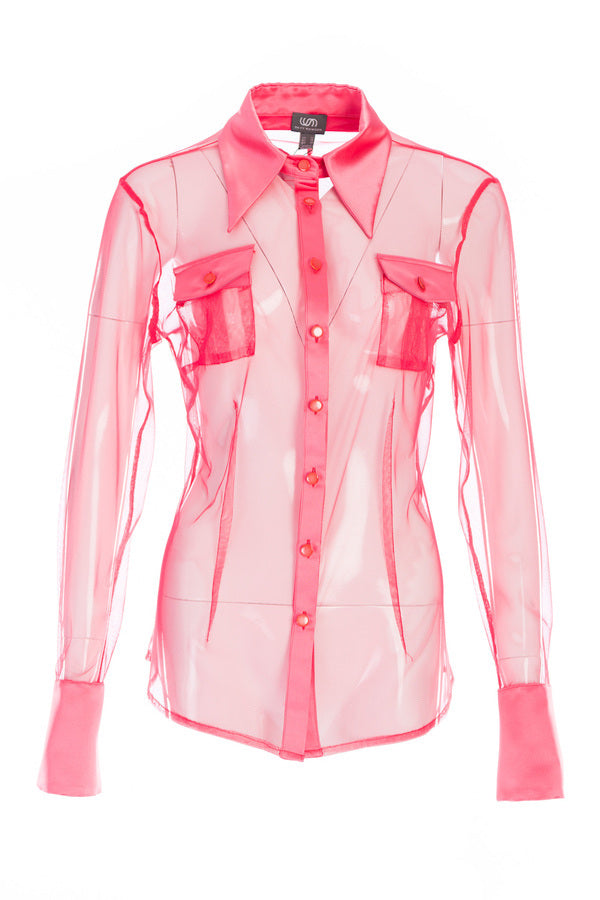 Retro style net shirt in coral Retro style net shirt in coral