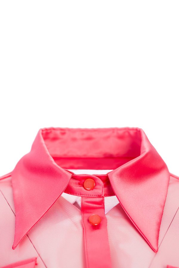 Retro style net shirt in coral Retro style net shirt in coral