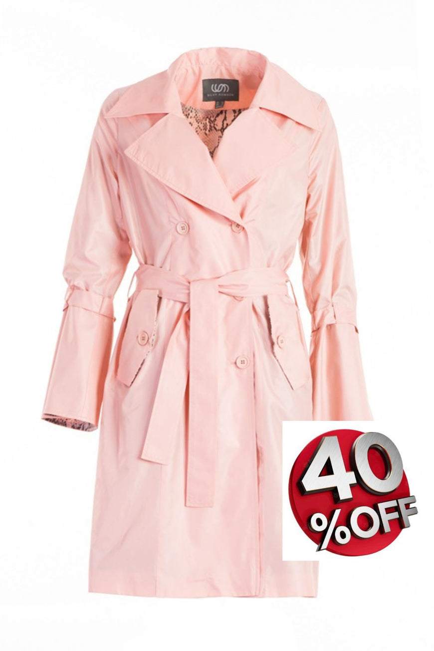 Raincoat with wide lapel in pink