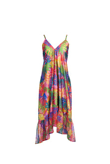 Midi tropic summer dress with laces on the back