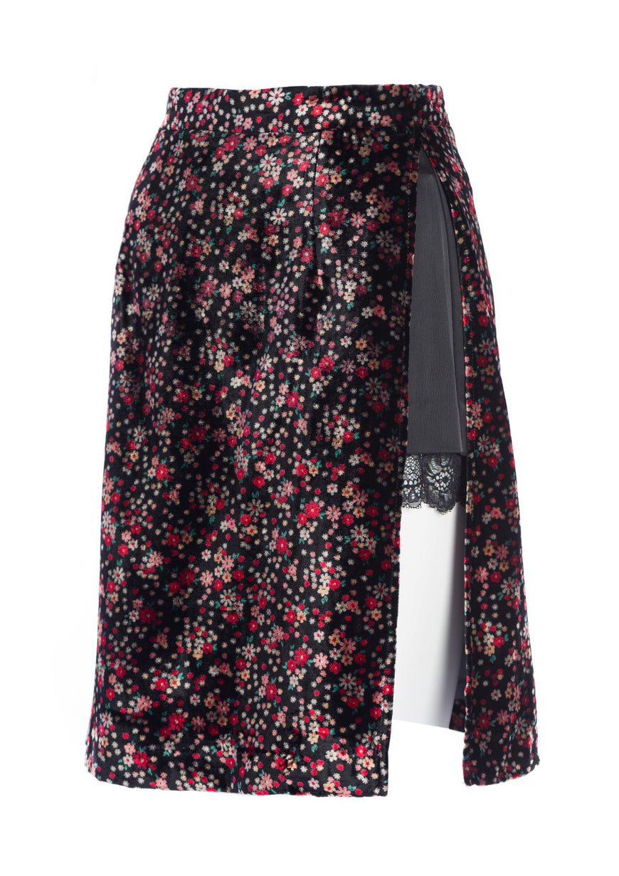 Skirt floral velvet