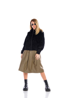 Middle-length skirt in Golden pepita