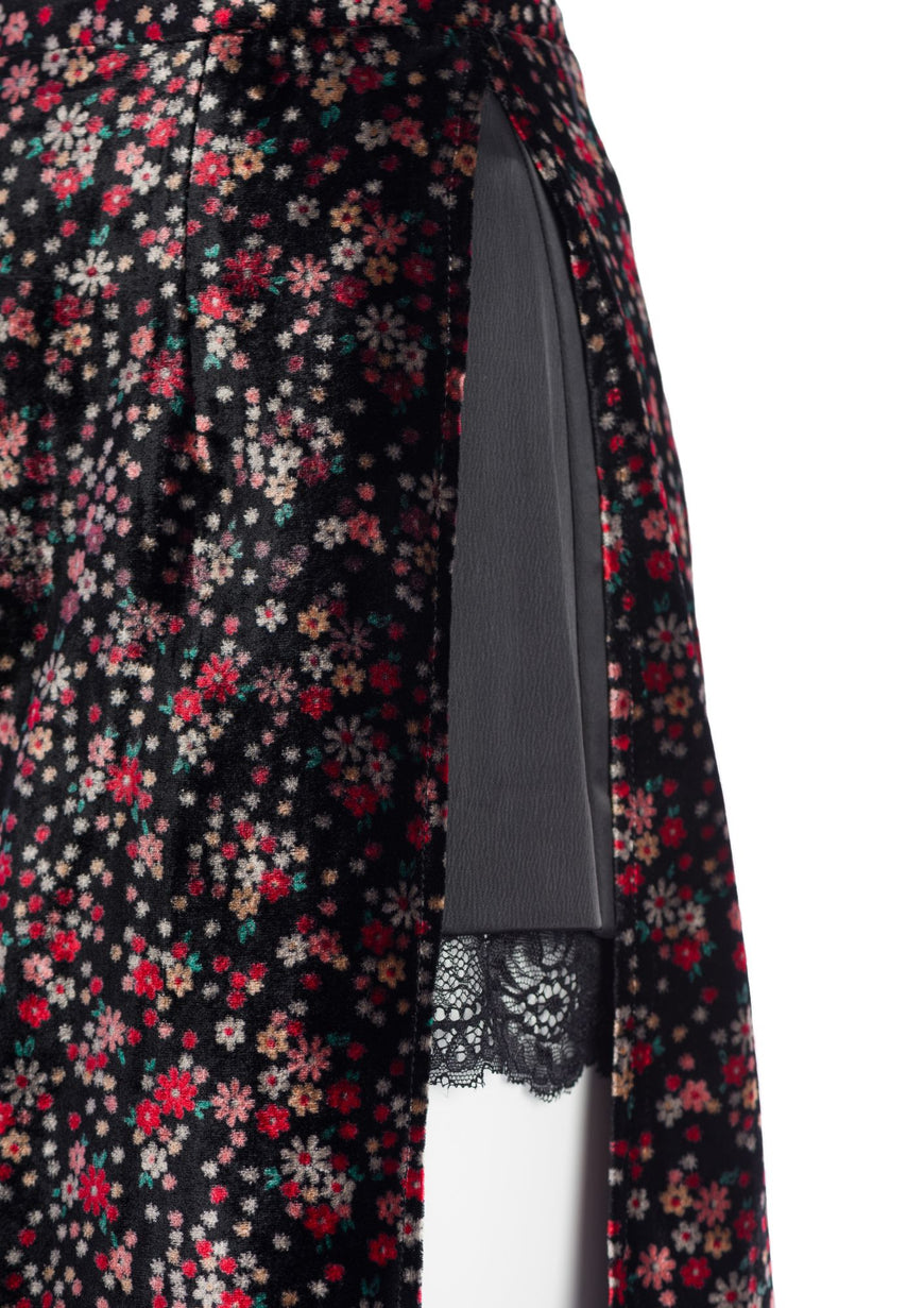 Skirt floral velvet