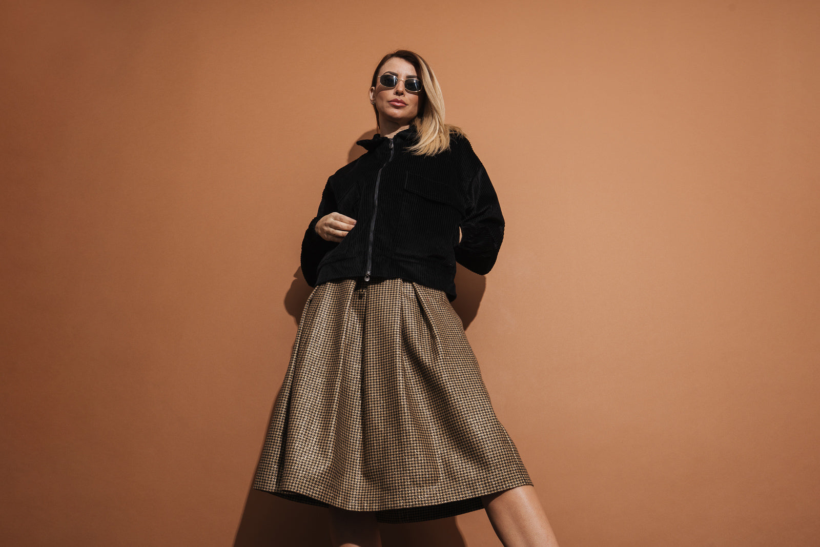 Velvet ribbed jacket in black