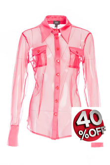 Retro style net shirt in coral
