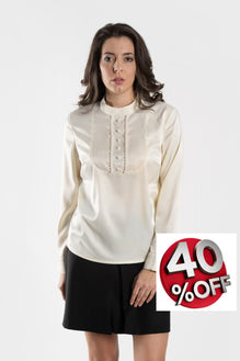 Satin blouse with pearls