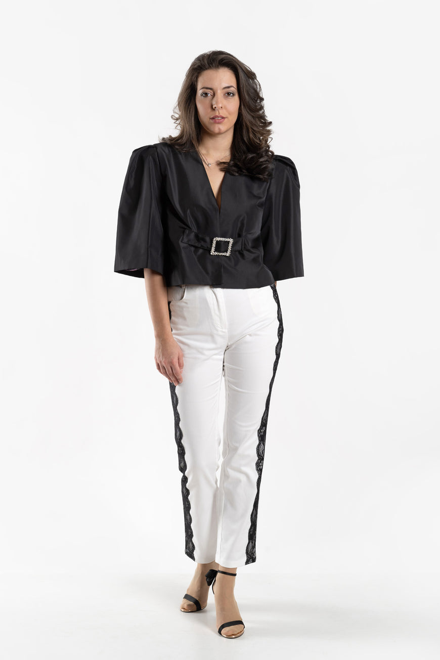 Short-cut taffeta jacket BUFF sleeves