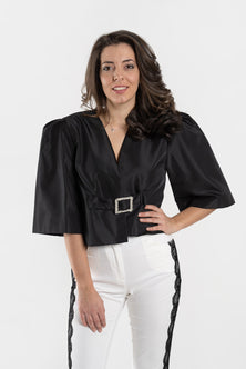 Short-cut taffeta jacket BUFF sleeves