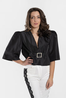 Short-cut taffeta jacket BUFF sleeves – Fabric detail – Silvy Rowson