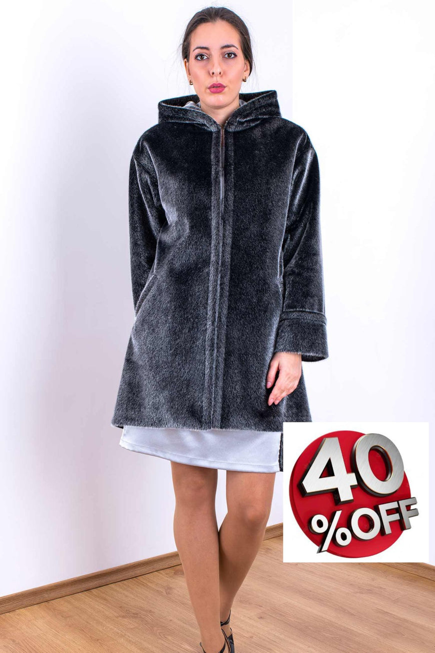 Bell coat with a large hood