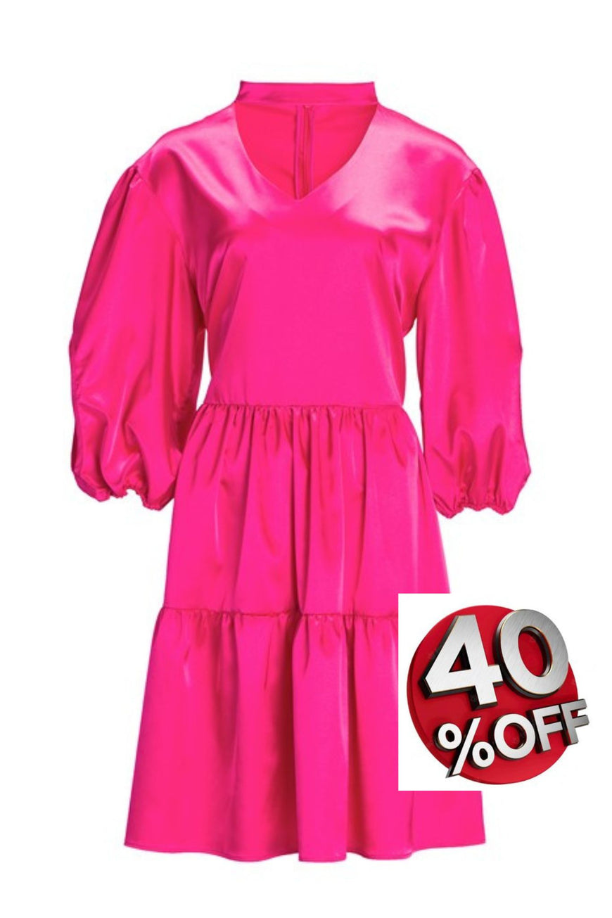 Dress with Buff sleeves - pink