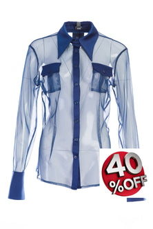 Retro style net shirt in blue