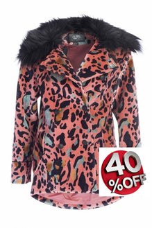 Cappotto fusion leopardato rosa