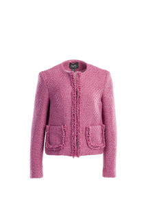 Boucle coat in dark pink with long sleeves