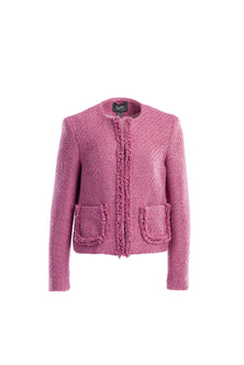 Boucle coat in dark pink with long sleeves