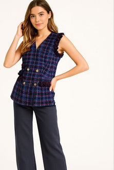 Pantaloni dritti con orlo ampio in blu scuro