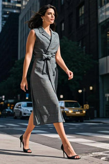 Double-breasted plaid dress