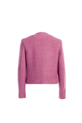 Boucle coat in dark pink with long sleeves