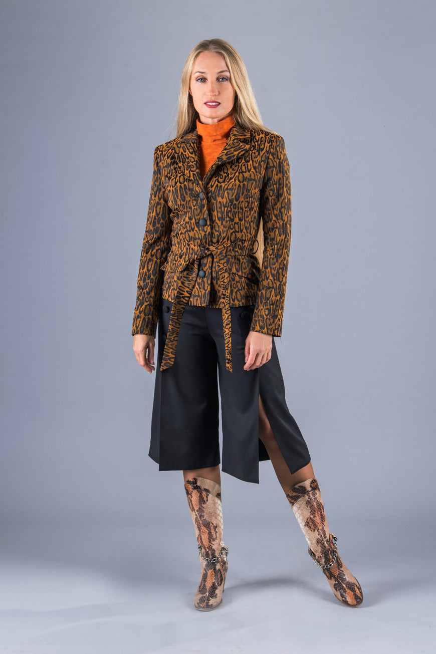 Brown leopard short coat