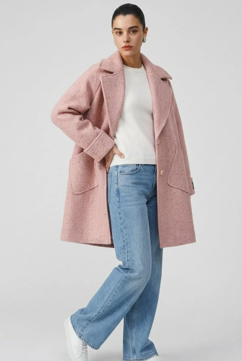 ROSE HERRINGBONE WOOL COAT