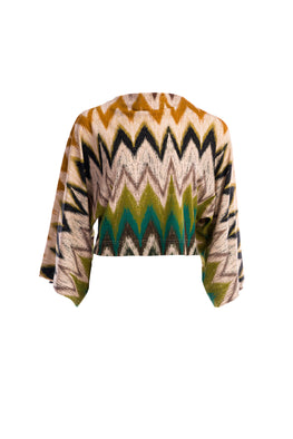 Multicoloured blouse 3/4 sleeves in brown