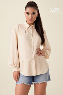 Beige shirt with detachable front