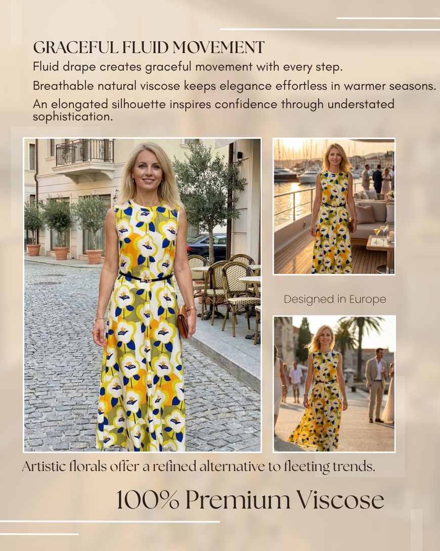 Dress Floral Viscose Maxi Dress yellow
