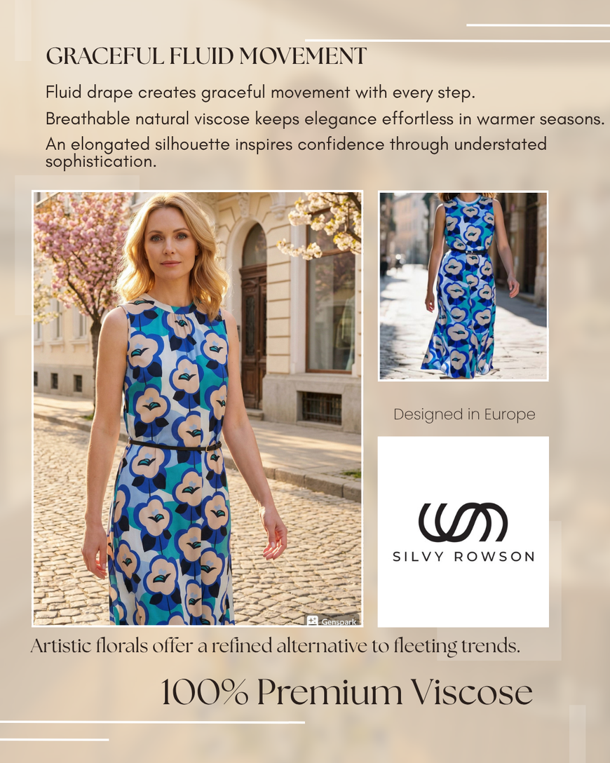 Dress Floral Viscose Maxi Dress blue