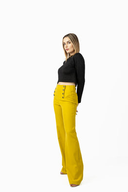 Wide-leg trousers in yellow