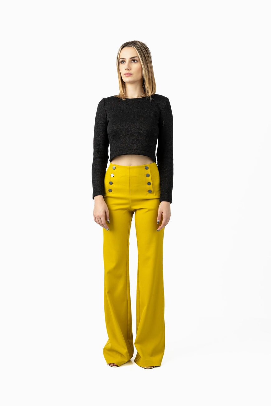 Wide-leg trousers in yellow