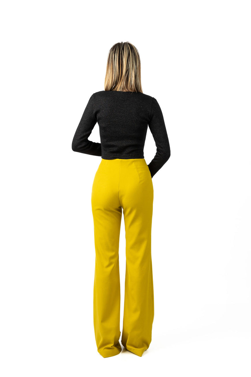 Wide-leg trousers in yellow