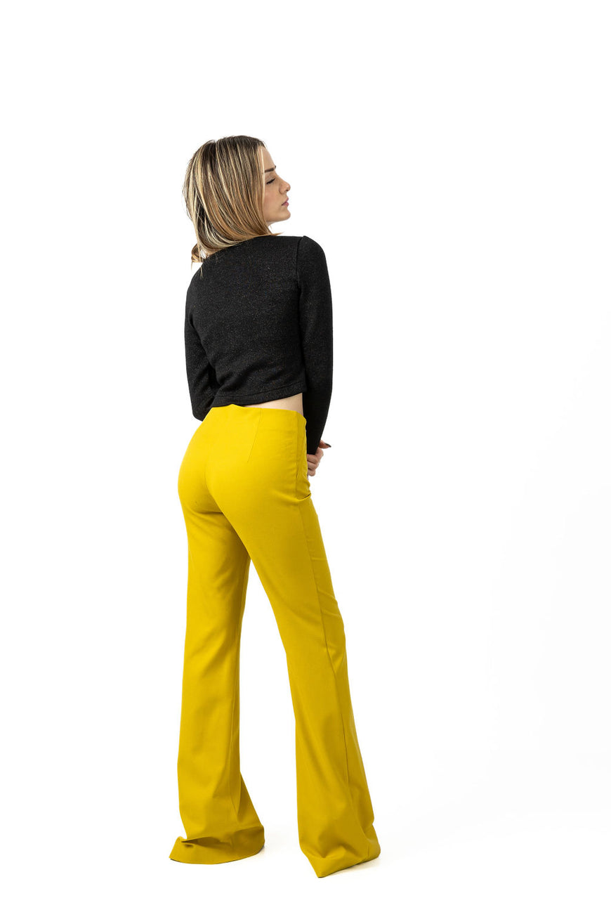 Wide-leg trousers in yellow