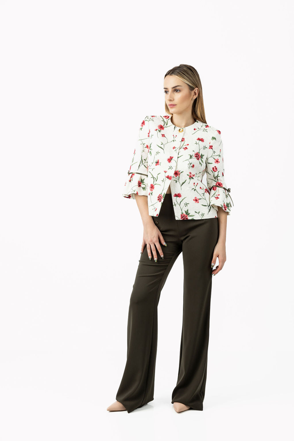 Wide-leg trousers in green – Back view – Silvy Rowson