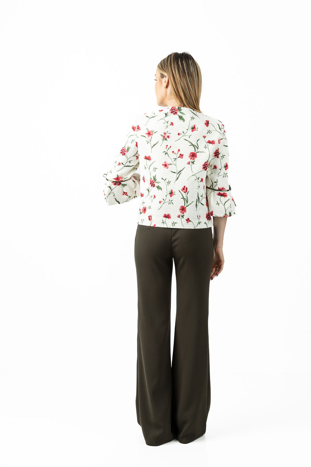 Wide-leg trousers in green – Alternate angle – Silvy Rowson