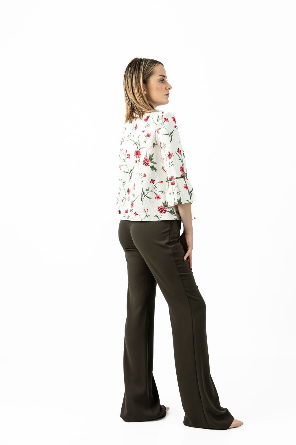 Wide-leg trousers in green – Front view – Silvy Rowson