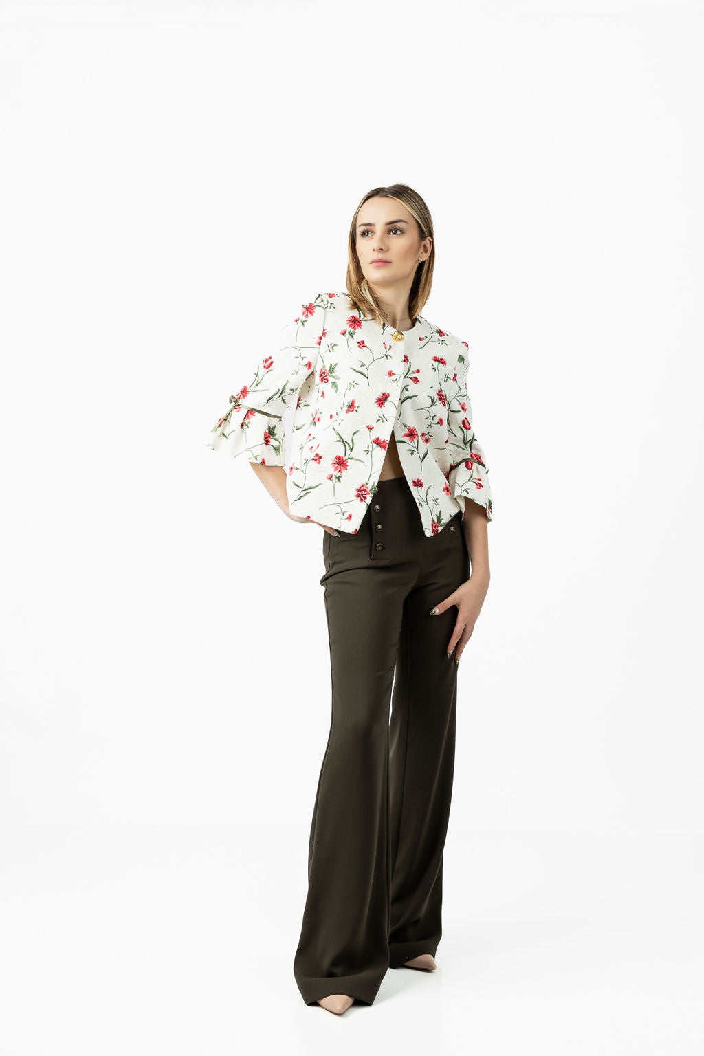 Wide-leg trousers in green – Back view – Silvy Rowson