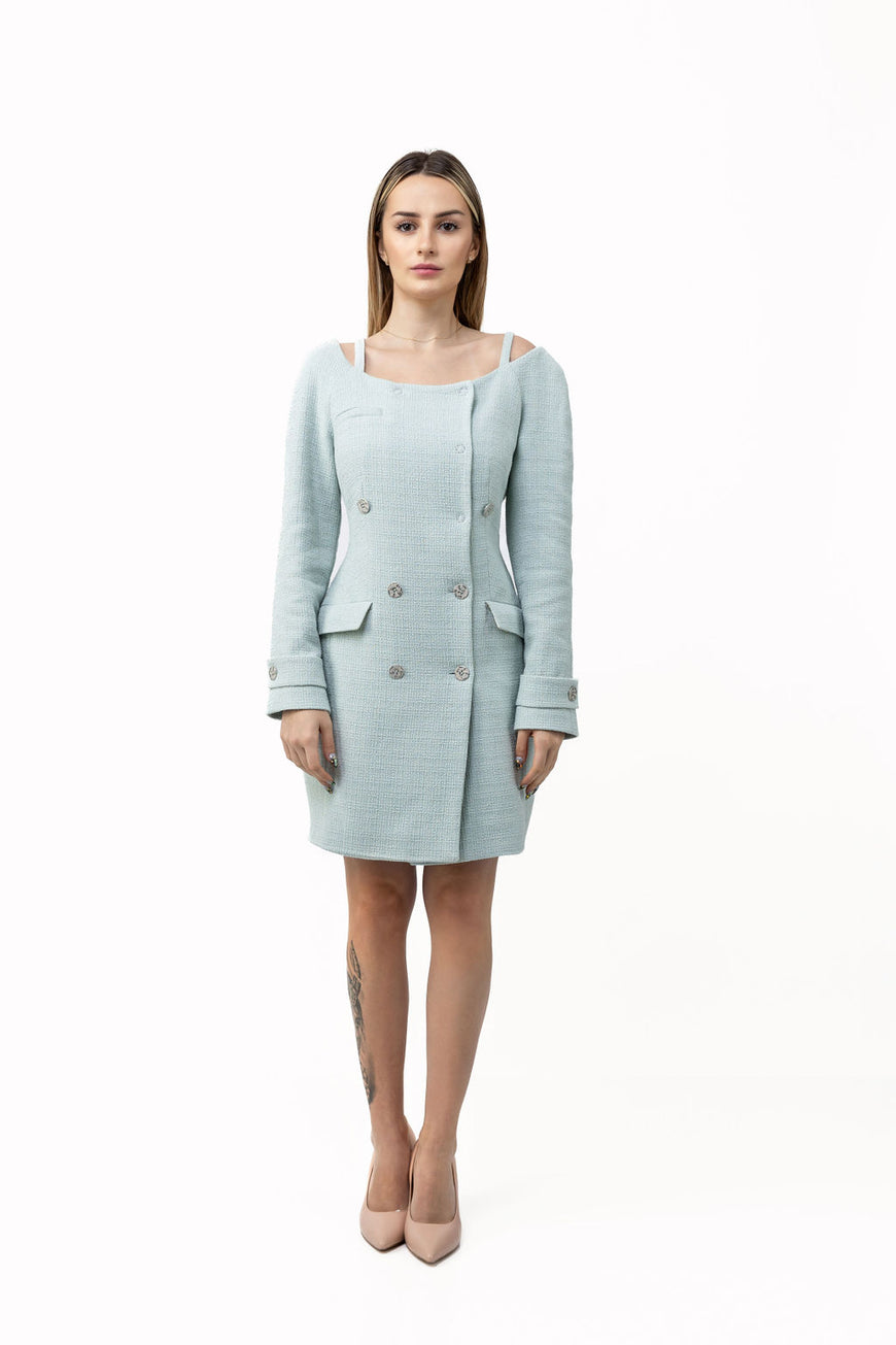 Elegant boucle dress in mint green