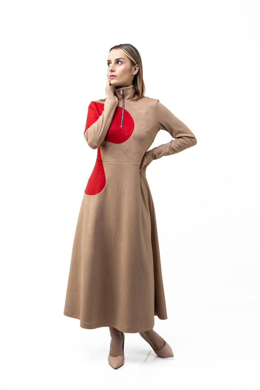 Dress Beige&Red-XL